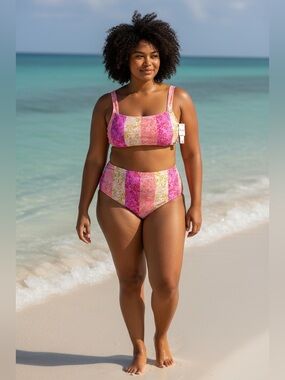 🌼💚NEW Raisins Curve Trendy Plus Size Aruba Longline Bikini Top & Zina Bikini